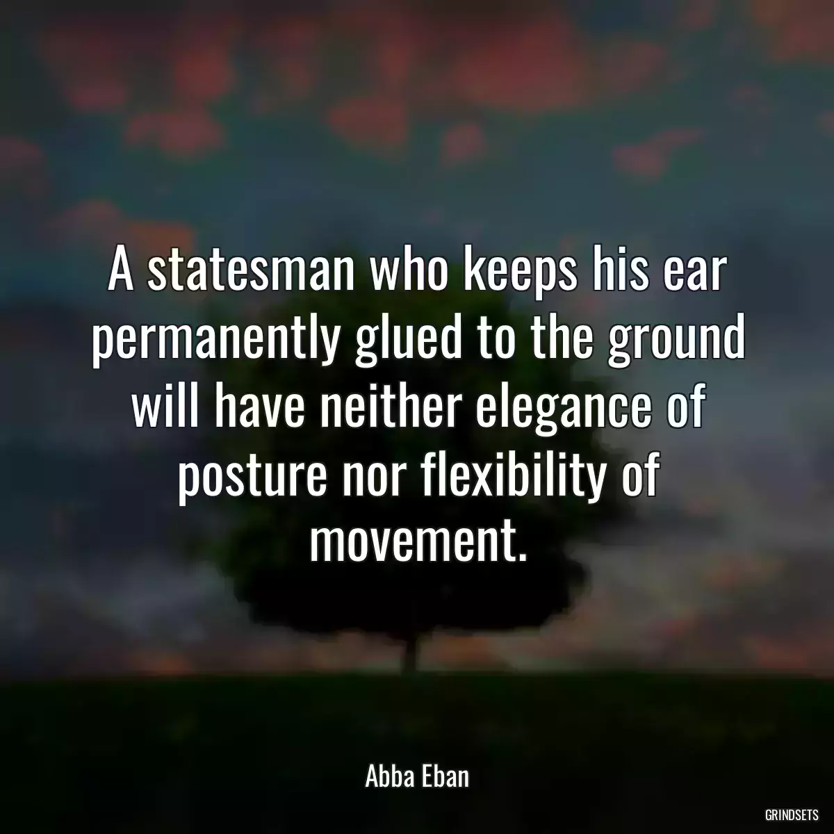 A statesman who keeps his ear permanently glued to the ground will have neither elegance of posture nor flexibility of movement.