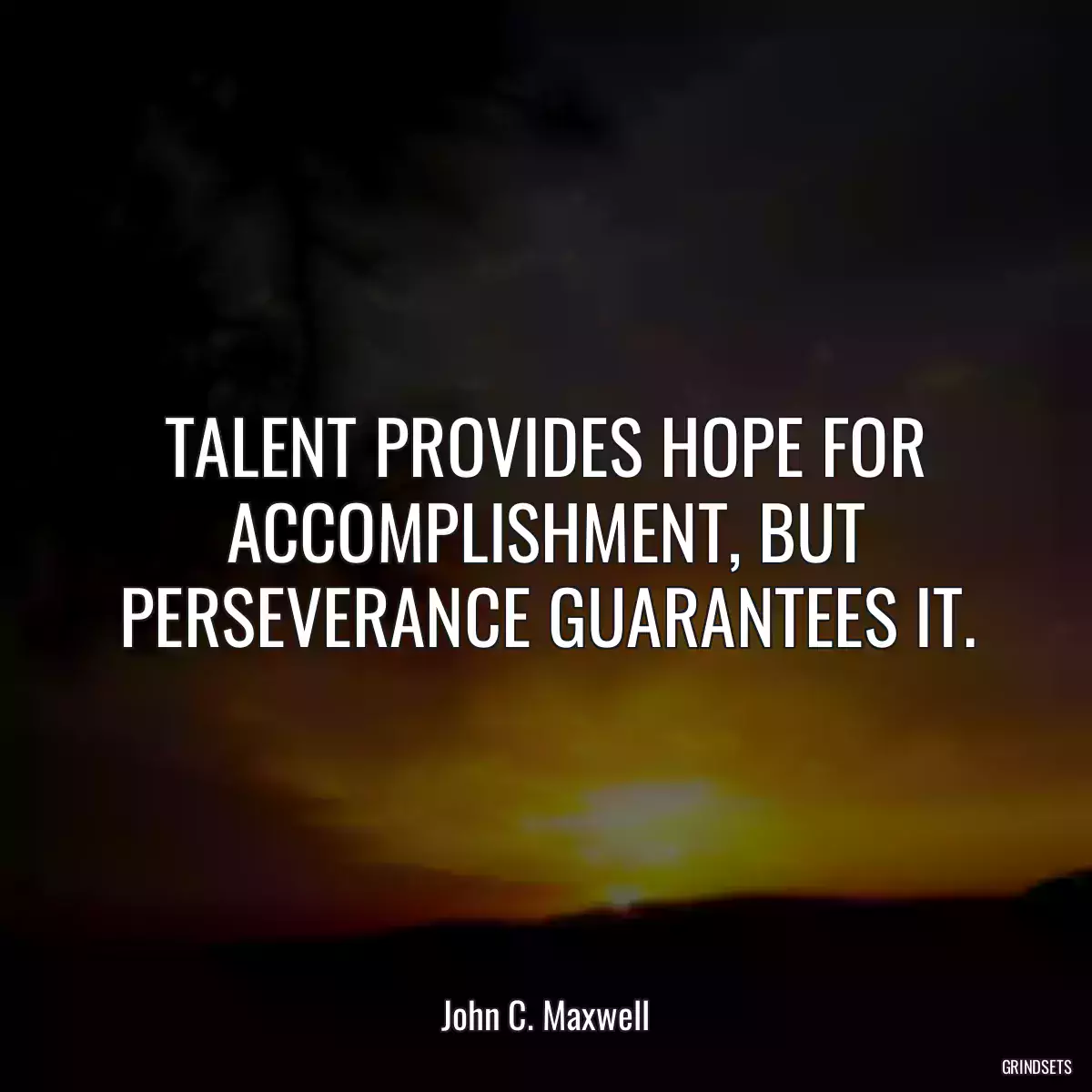 TALENT PROVIDES HOPE FOR ACCOMPLISHMENT, BUT PERSEVERANCE GUARANTEES IT.