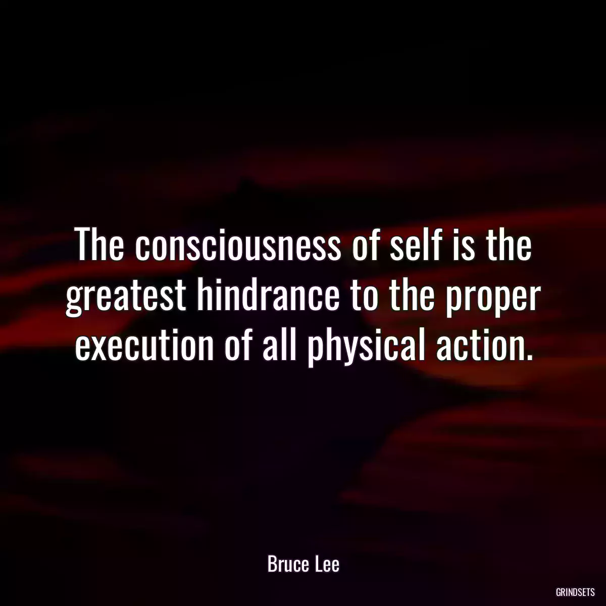 The consciousness of self is the greatest hindrance to the proper execution of all physical action.