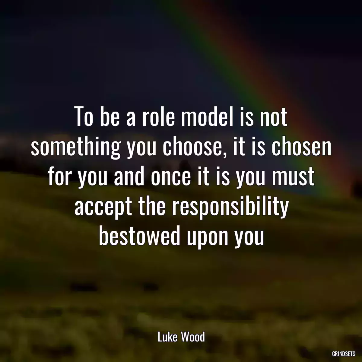 To be a role model is not something you choose, it is chosen for you and once it is you must accept the responsibility bestowed upon you