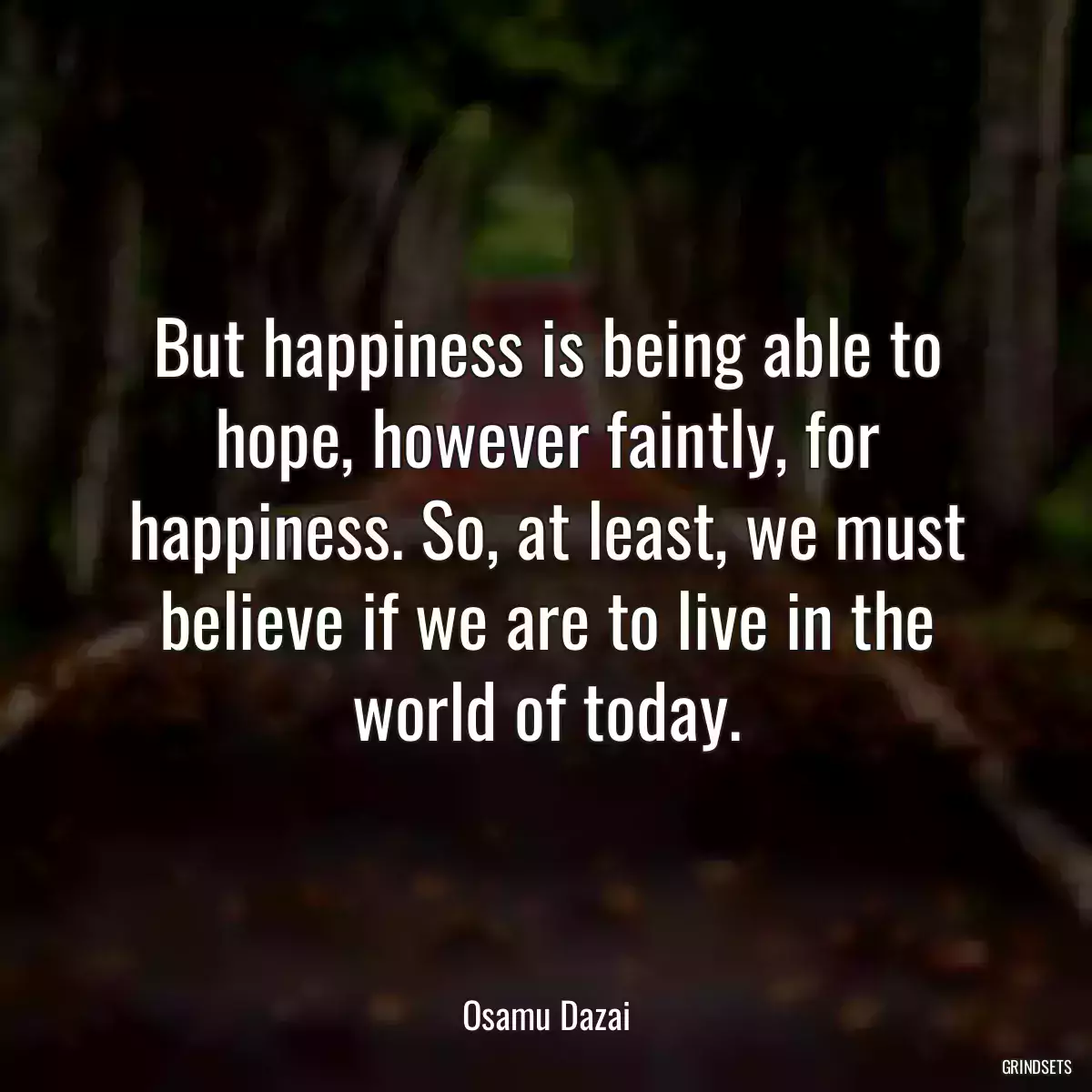 But happiness is being able to hope, however faintly, for happiness. So, at least, we must believe if we are to live in the world of today.