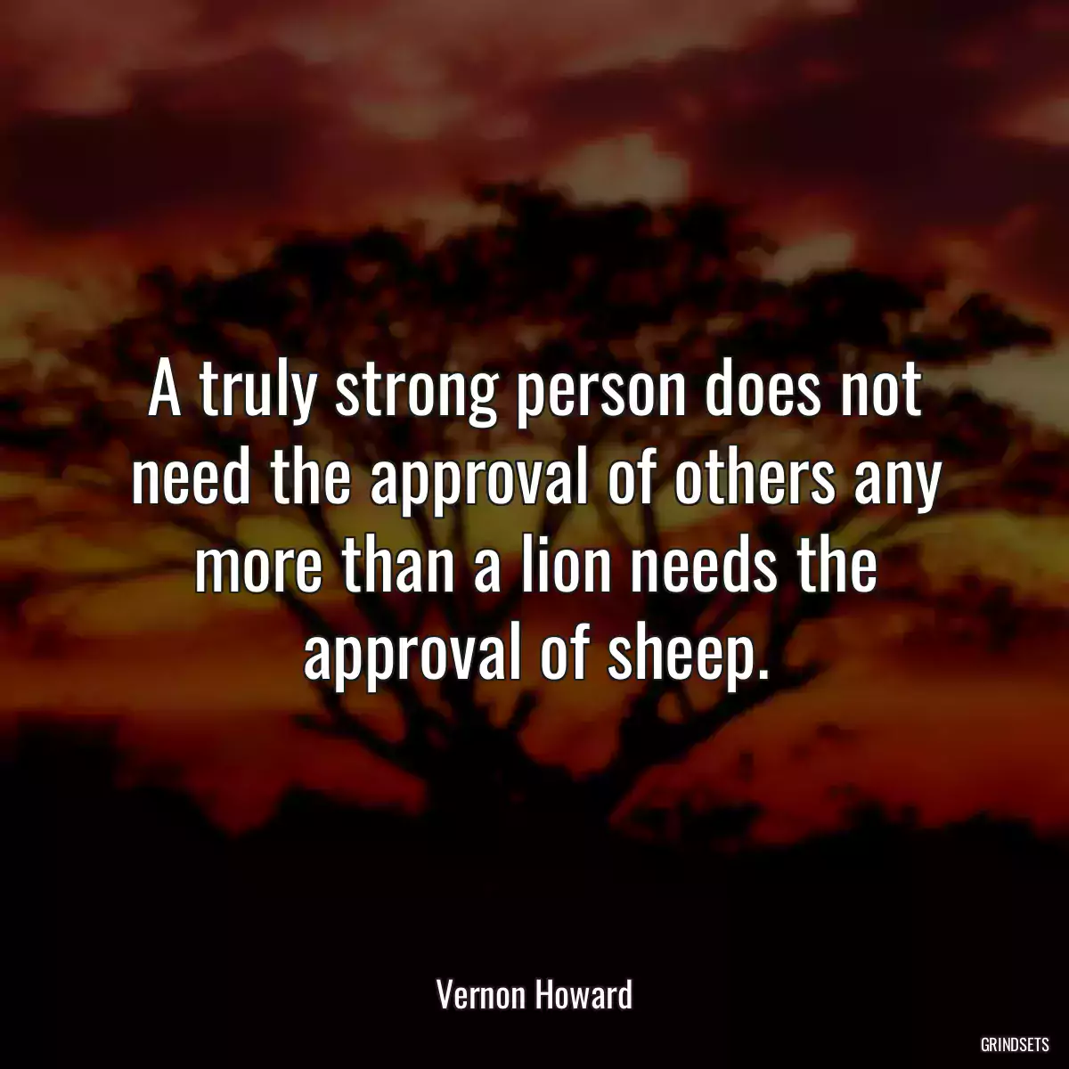 A truly strong person does not need the approval of others any more than a lion needs the approval of sheep.