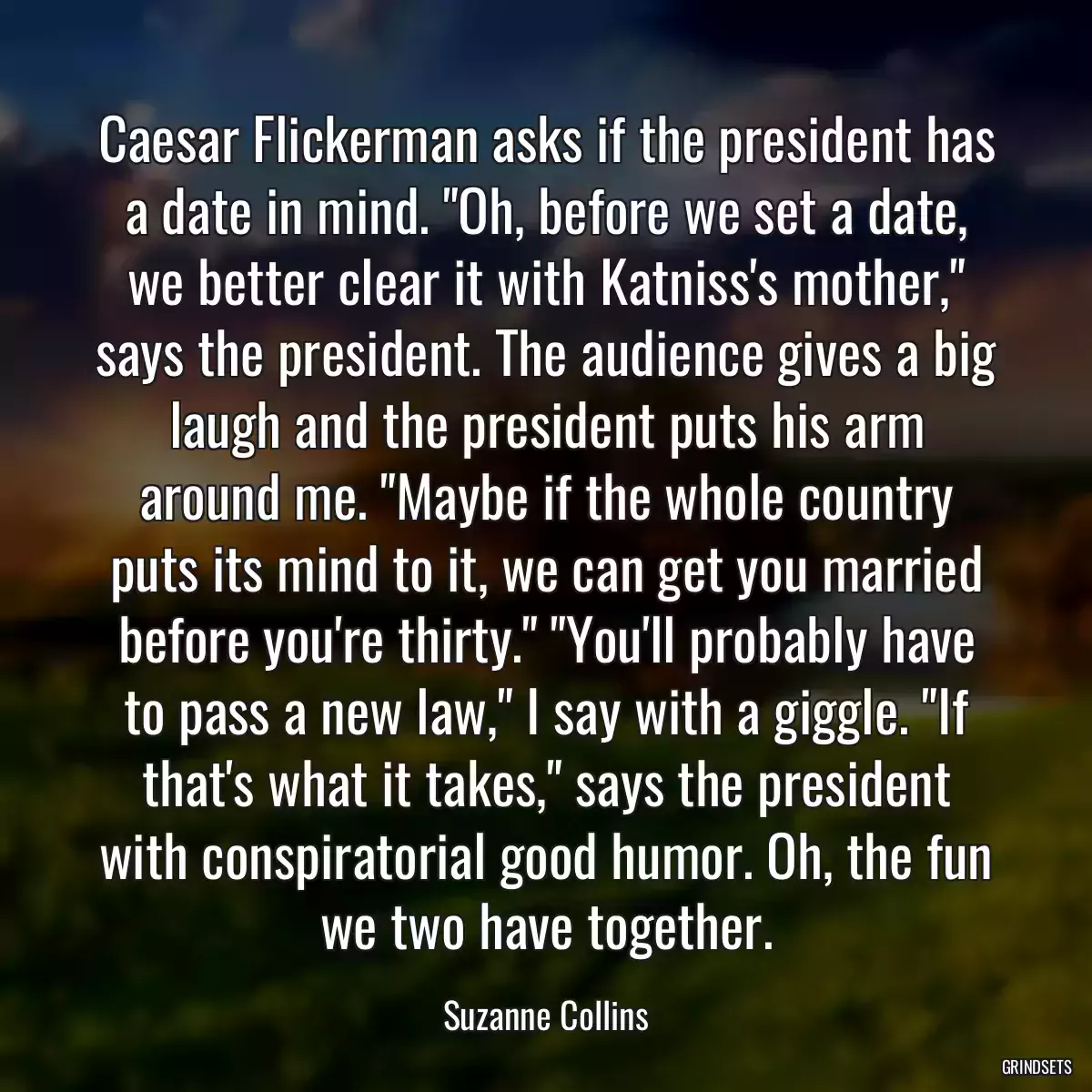 Caesar Flickerman asks if the president has a date in mind. \