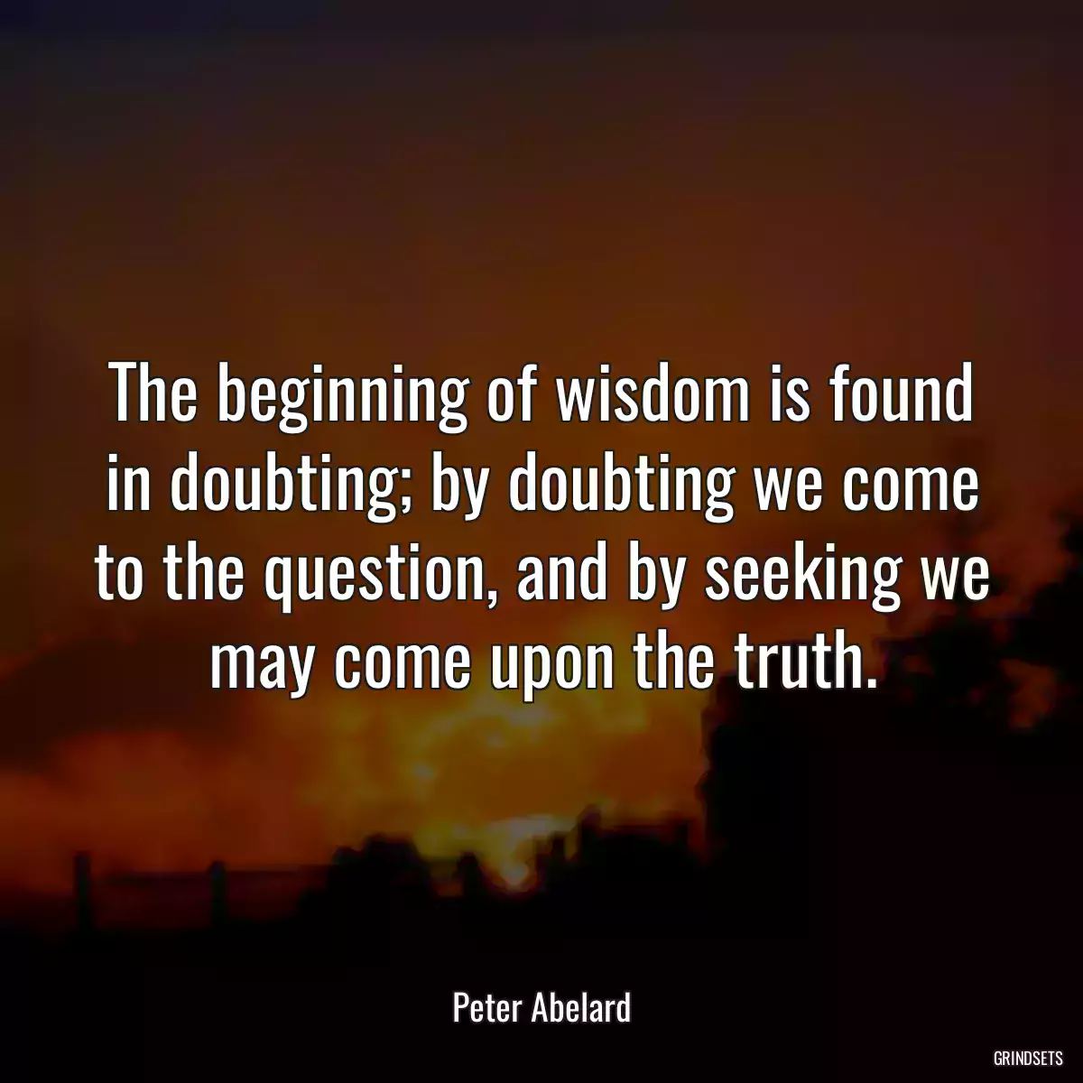 The beginning of wisdom is found in doubting; by doubting we come to the question, and by seeking we may come upon the truth.