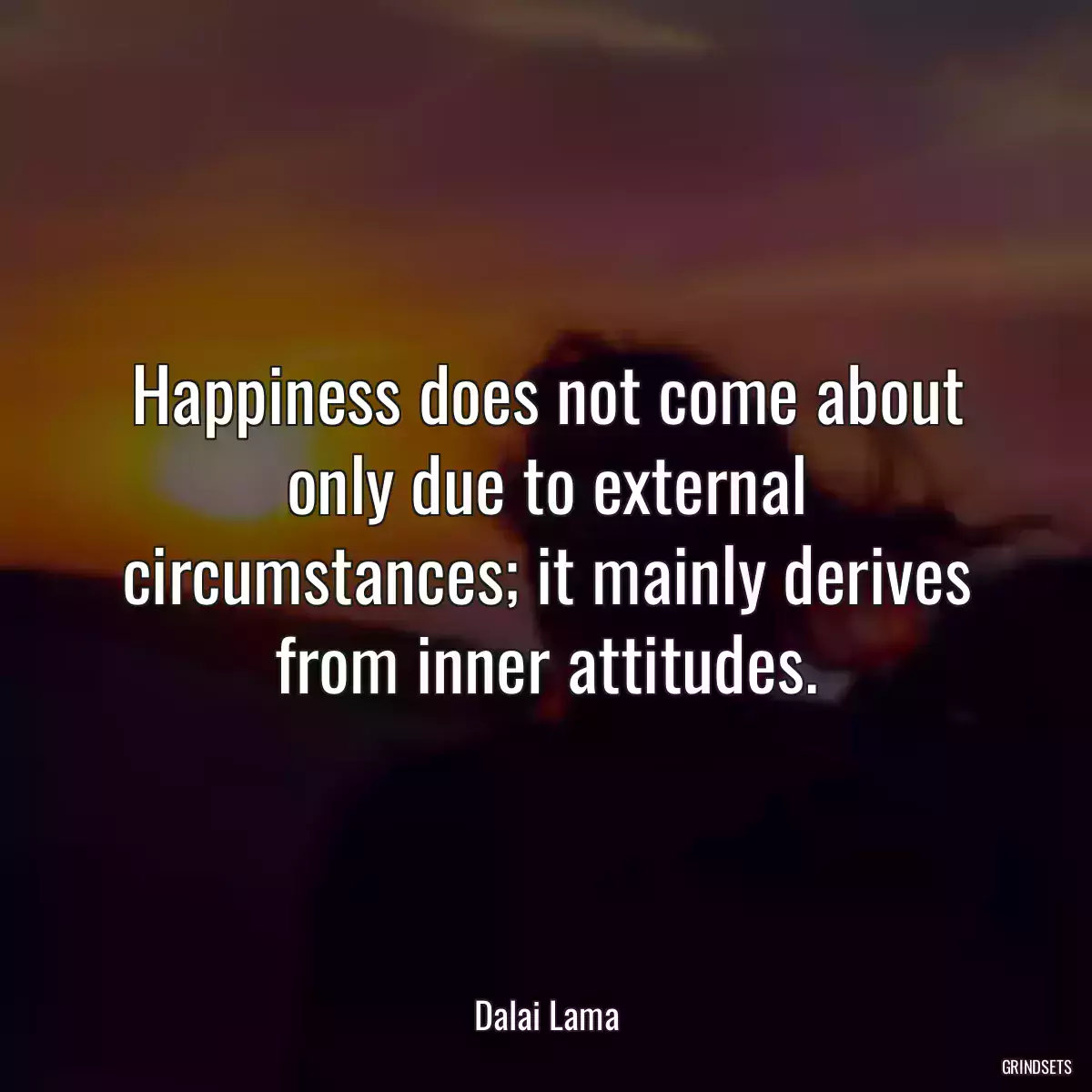 Happiness does not come about only due to external circumstances; it mainly derives from inner attitudes.