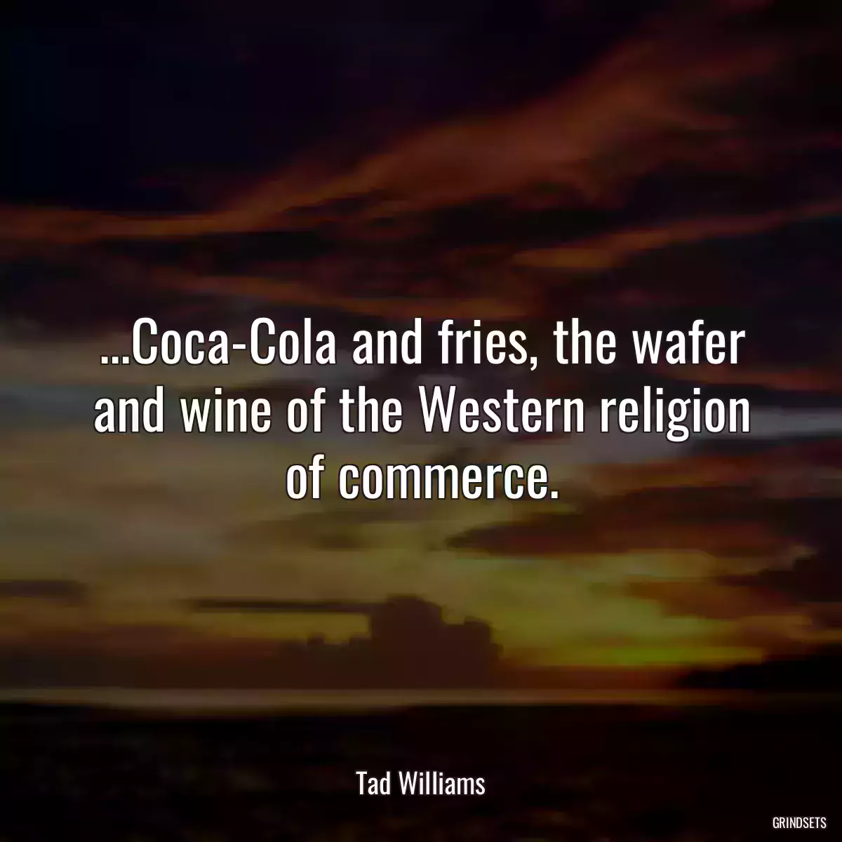 ...Coca-Cola and fries, the wafer and wine of the Western religion of commerce.