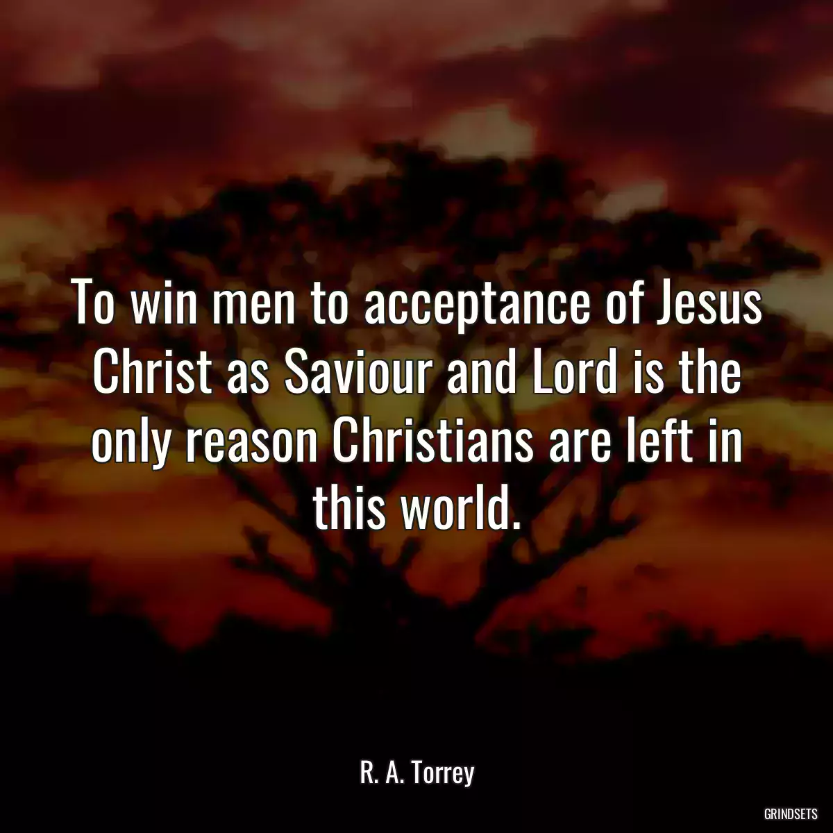 To win men to acceptance of Jesus Christ as Saviour and Lord is the only reason Christians are left in this world.