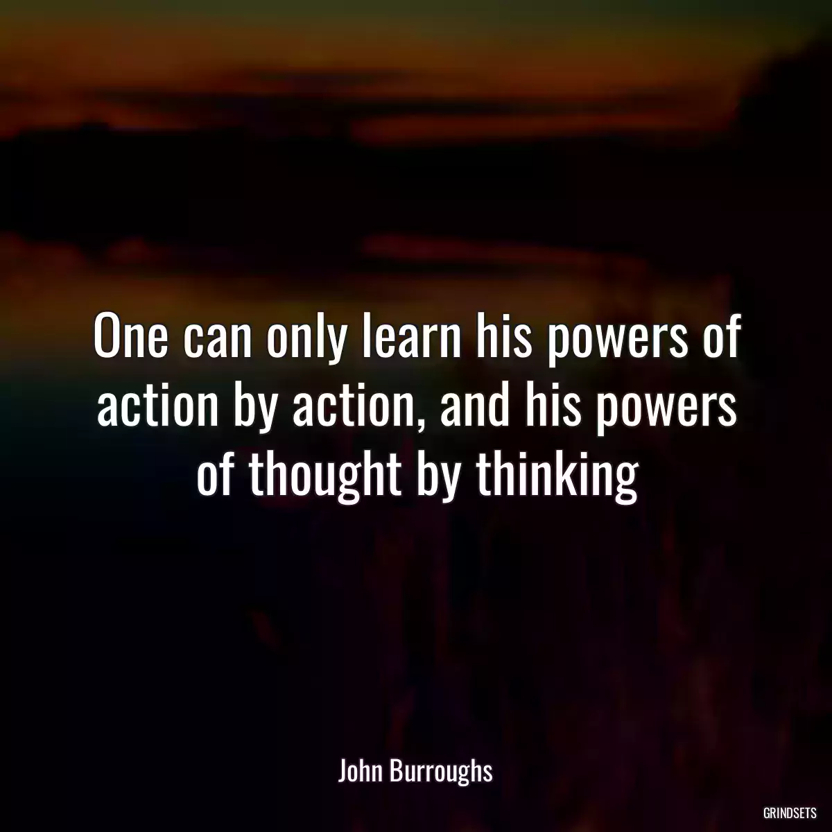 One can only learn his powers of action by action, and his powers of thought by thinking