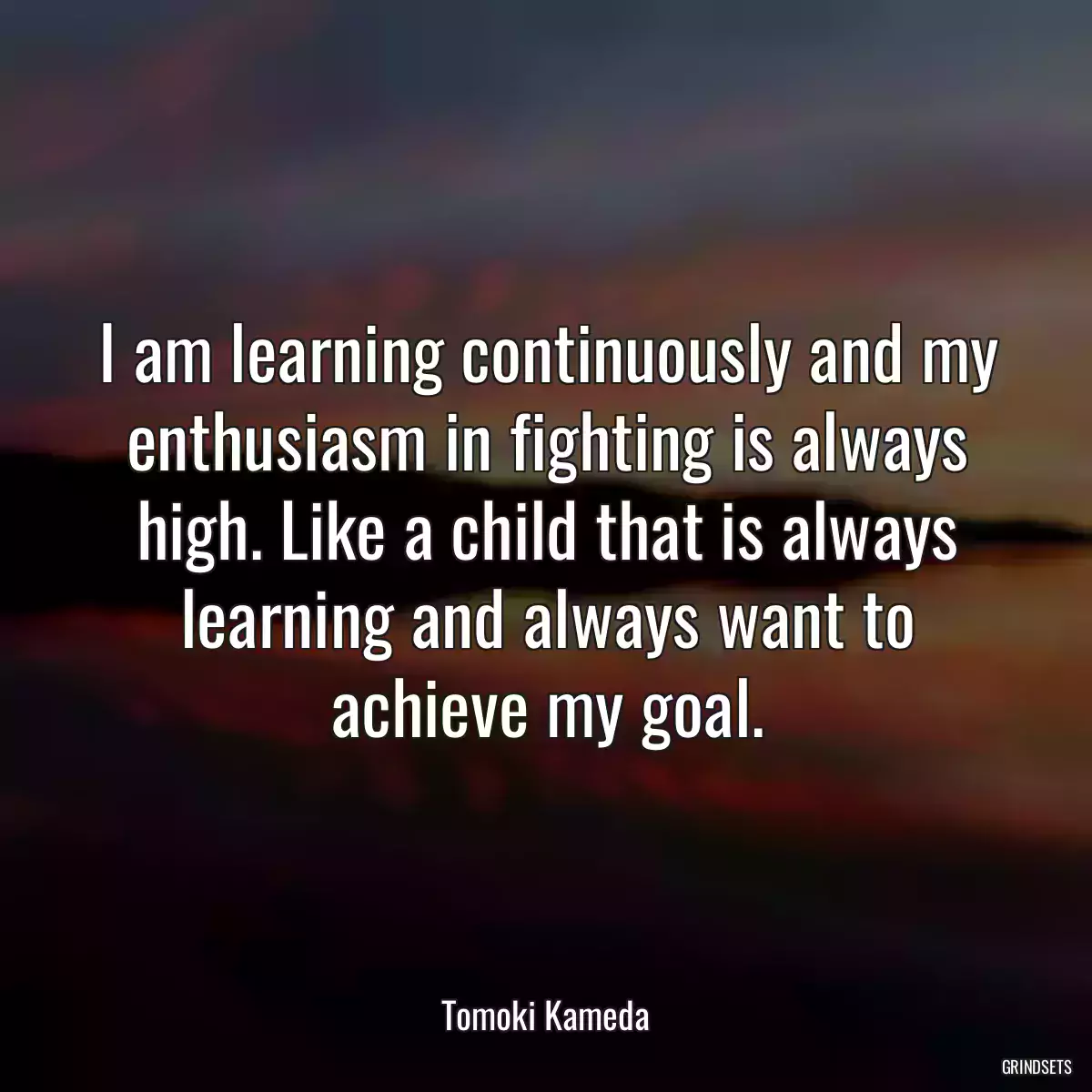 I am learning continuously and my enthusiasm in fighting is always high. Like a child that is always learning and always want to achieve my goal.