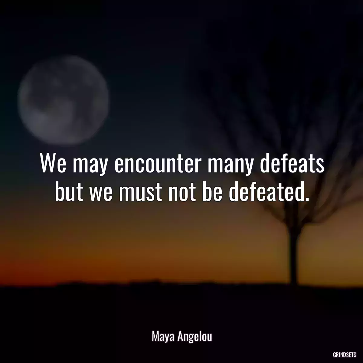 We may encounter many defeats but we must not be defeated.