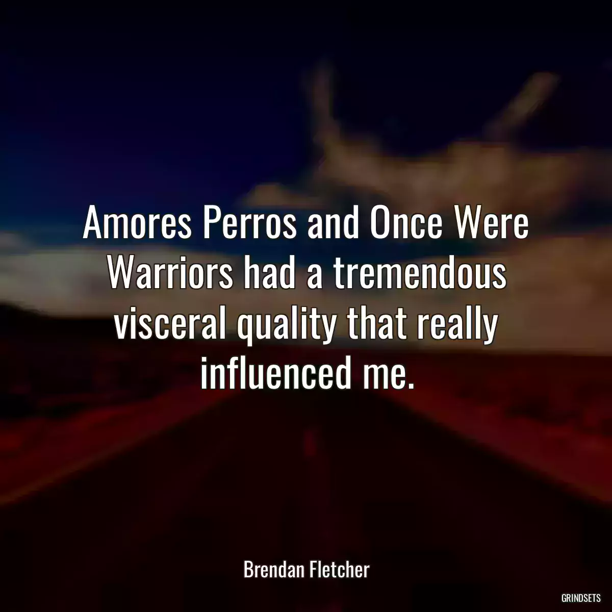 Amores Perros and Once Were Warriors had a tremendous visceral quality that really influenced me.