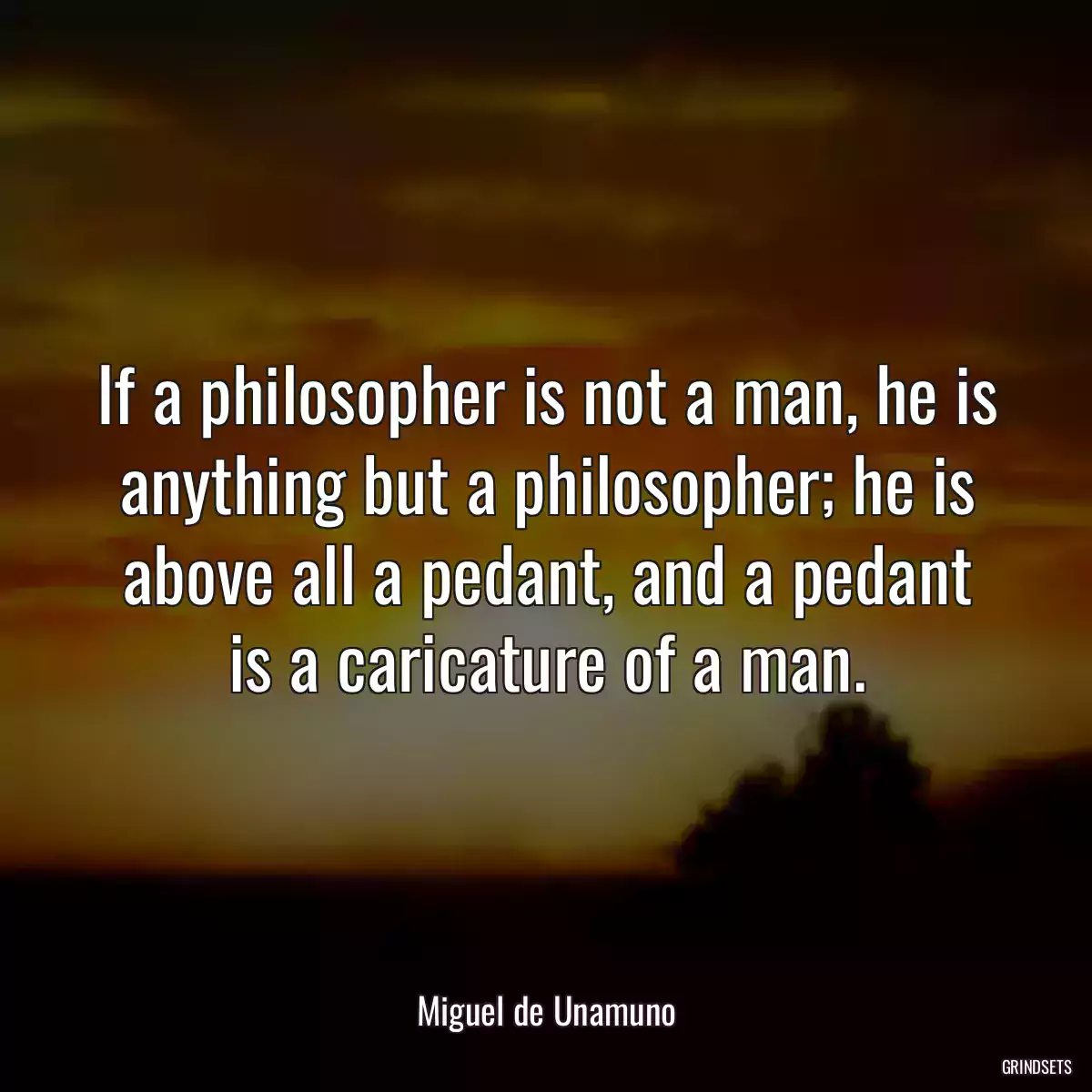 If a philosopher is not a man, he is anything but a philosopher; he is above all a pedant, and a pedant is a caricature of a man.