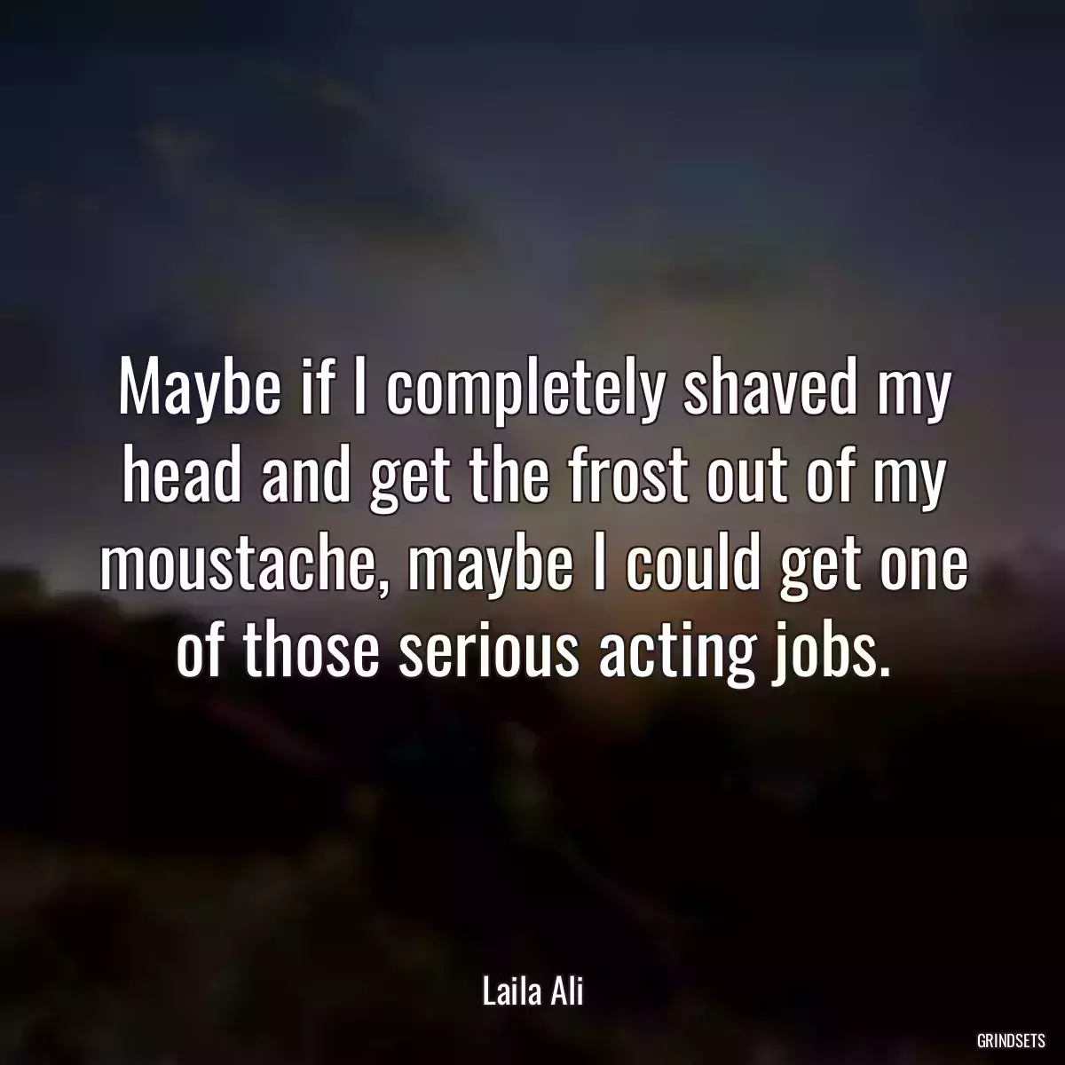 Maybe if I completely shaved my head and get the frost out of my moustache, maybe I could get one of those serious acting jobs.