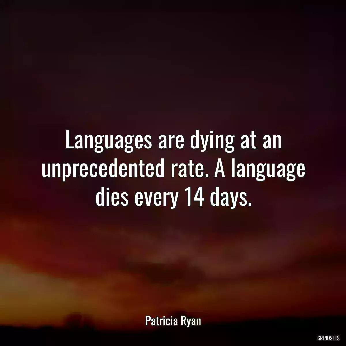 Languages are dying at an unprecedented rate. A language dies every 14 days.