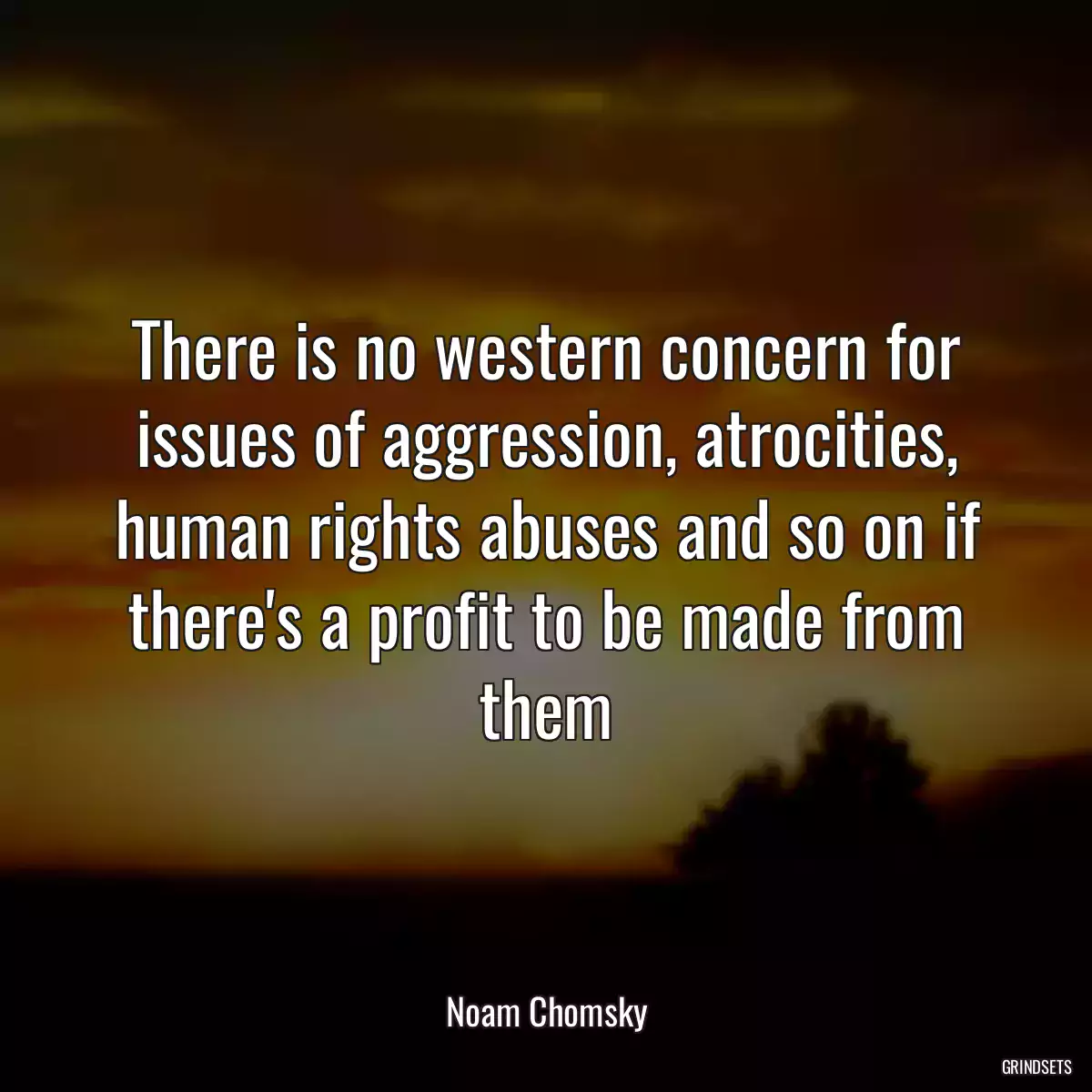 There is no western concern for issues of aggression, atrocities, human rights abuses and so on if there\'s a profit to be made from them