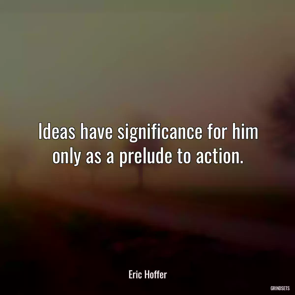 Ideas have significance for him only as a prelude to action.