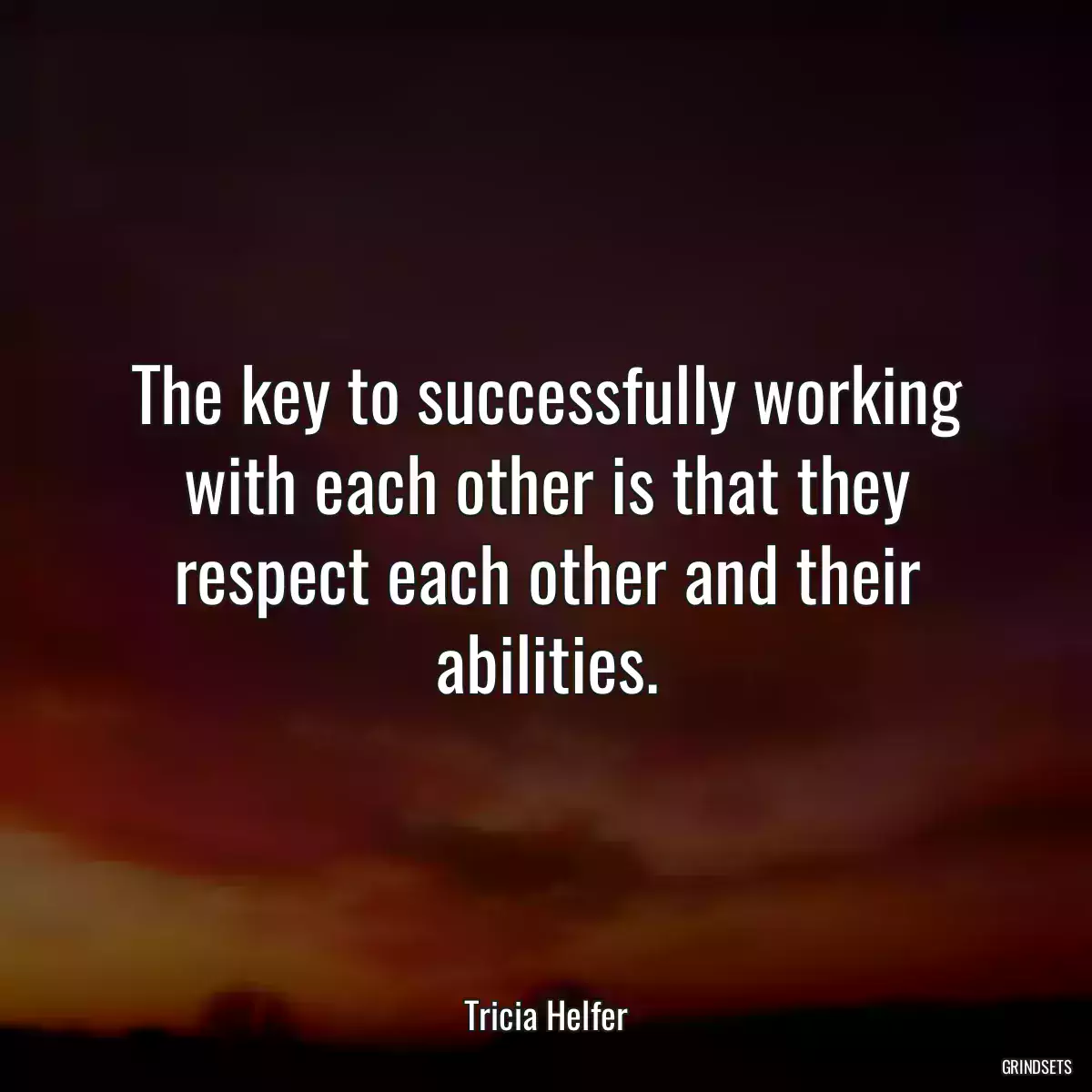 The key to successfully working with each other is that they respect each other and their abilities.