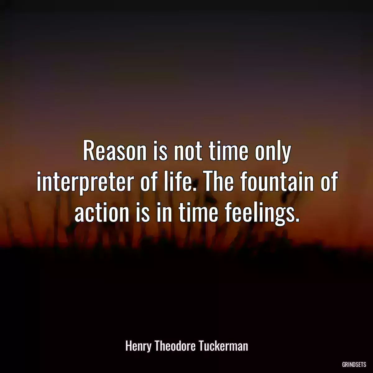 Reason is not time only interpreter of life. The fountain of action is in time feelings.