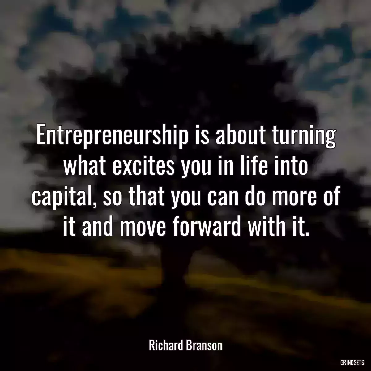 Entrepreneurship is about turning what excites you in life into capital, so that you can do more of it and move forward with it.