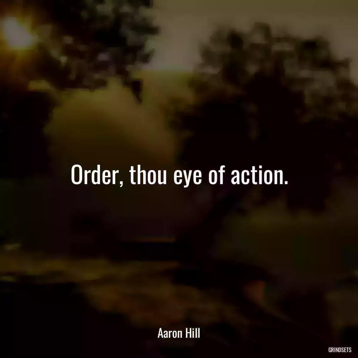 Order, thou eye of action.