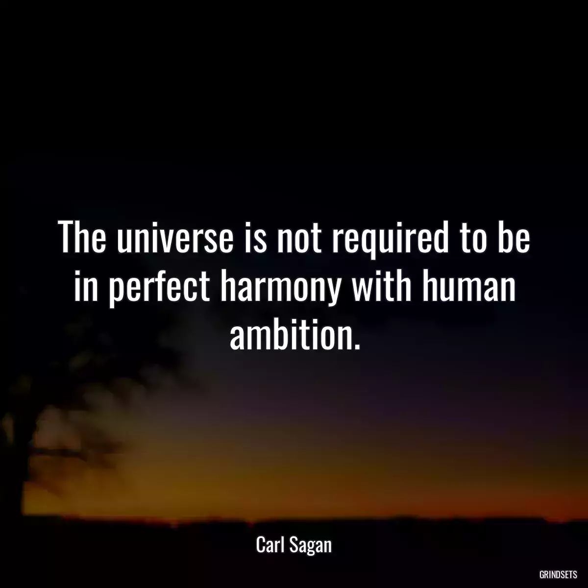 The universe is not required to be in perfect harmony with human ambition.