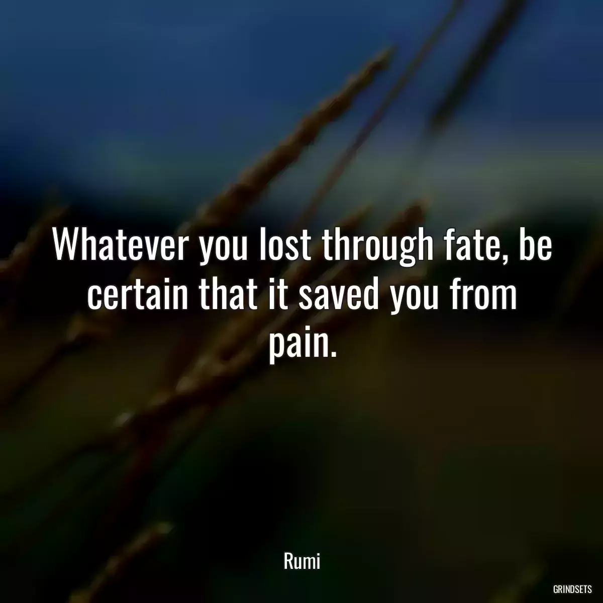 Whatever you lost through fate, be certain that it saved you from pain.