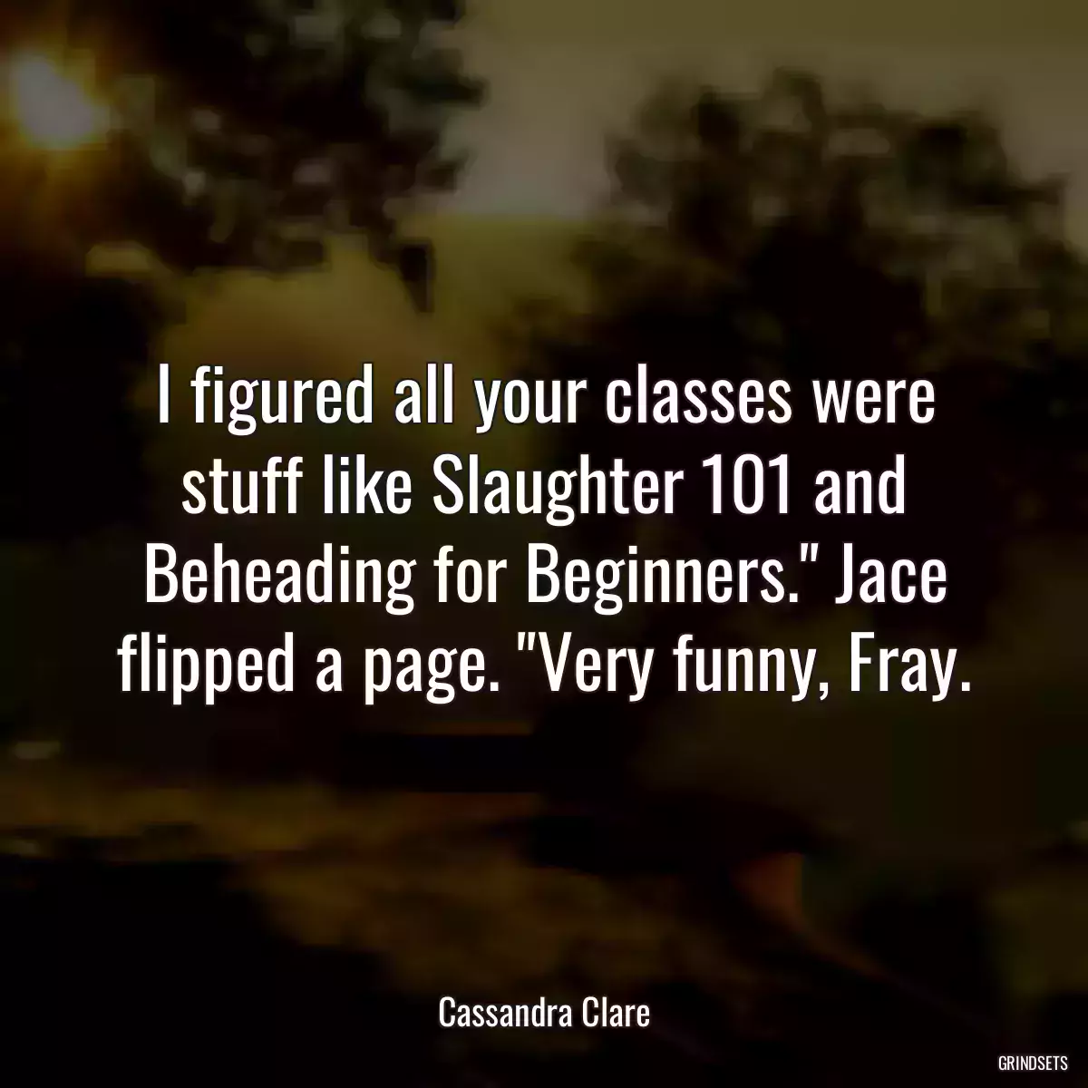 I figured all your classes were stuff like Slaughter 101 and Beheading for Beginners.\