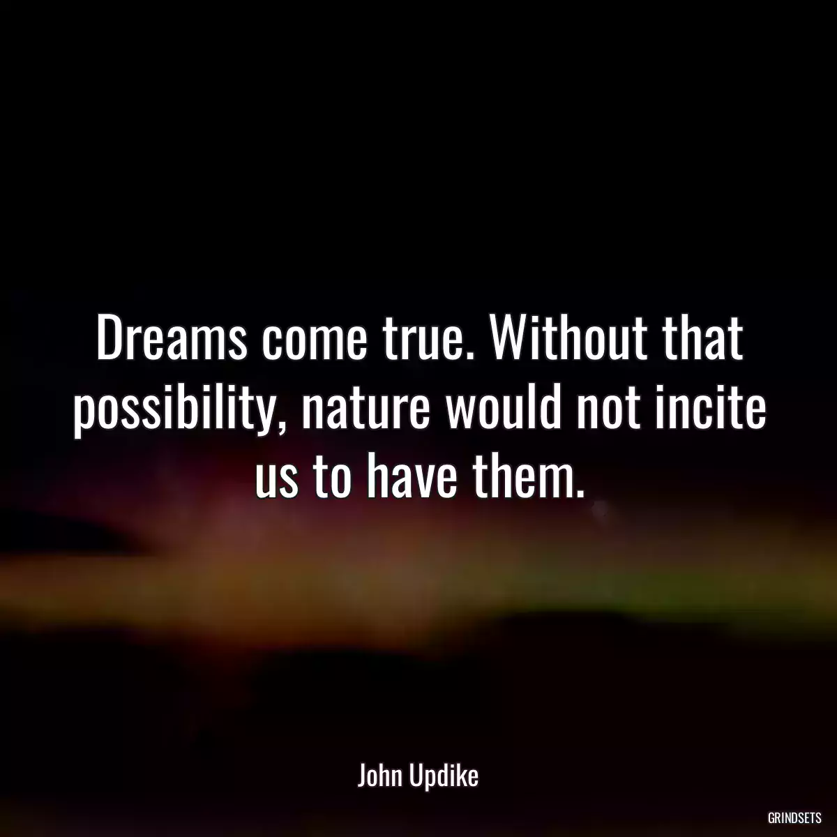 Dreams come true. Without that possibility, nature would not incite us to have them.