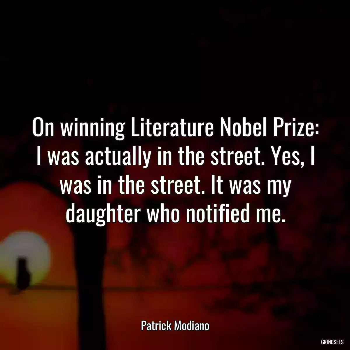 On winning Literature Nobel Prize: I was actually in the street. Yes, I was in the street. It was my daughter who notified me.