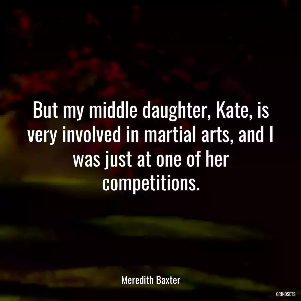 But my middle daughter, Kate, is very involved in martial arts, and I was just at one of her competitions.