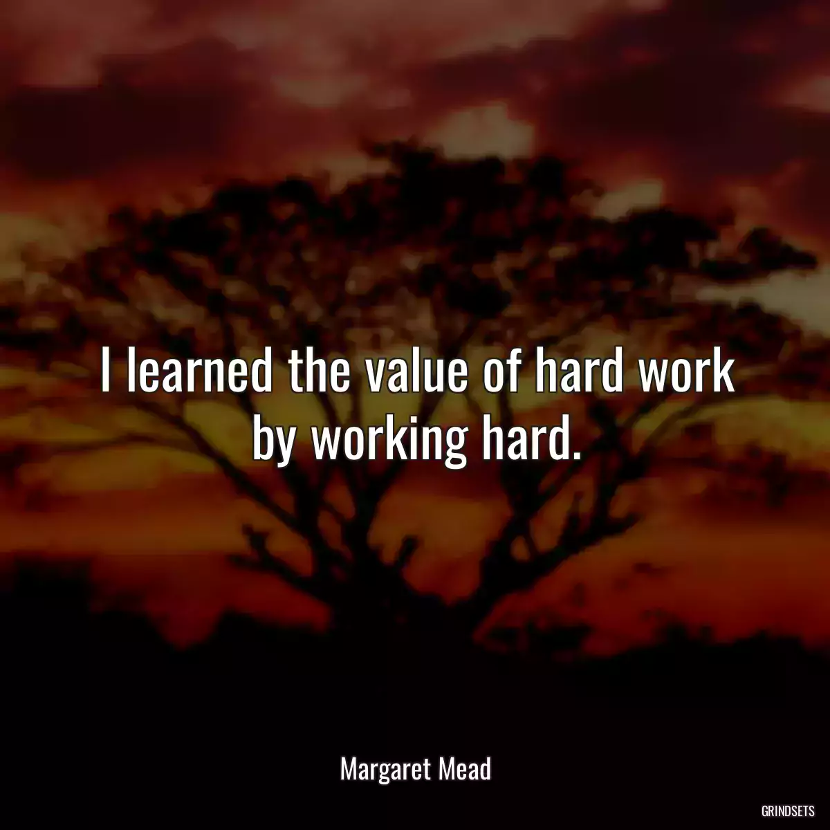 I learned the value of hard work by working hard.