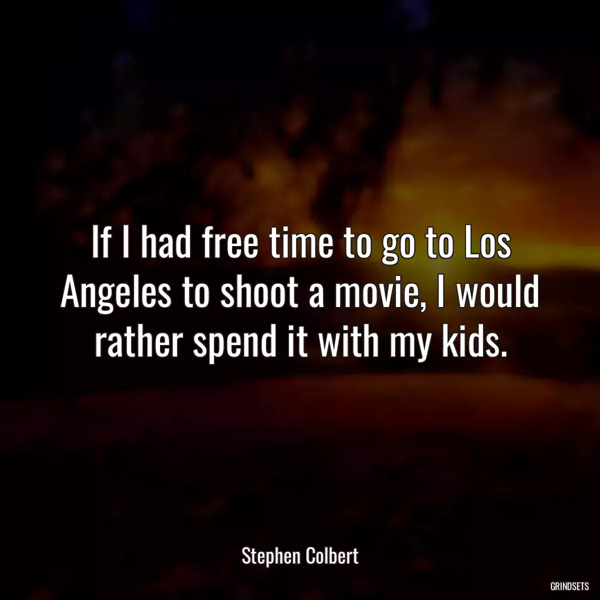 If I had free time to go to Los Angeles to shoot a movie, I would rather spend it with my kids.