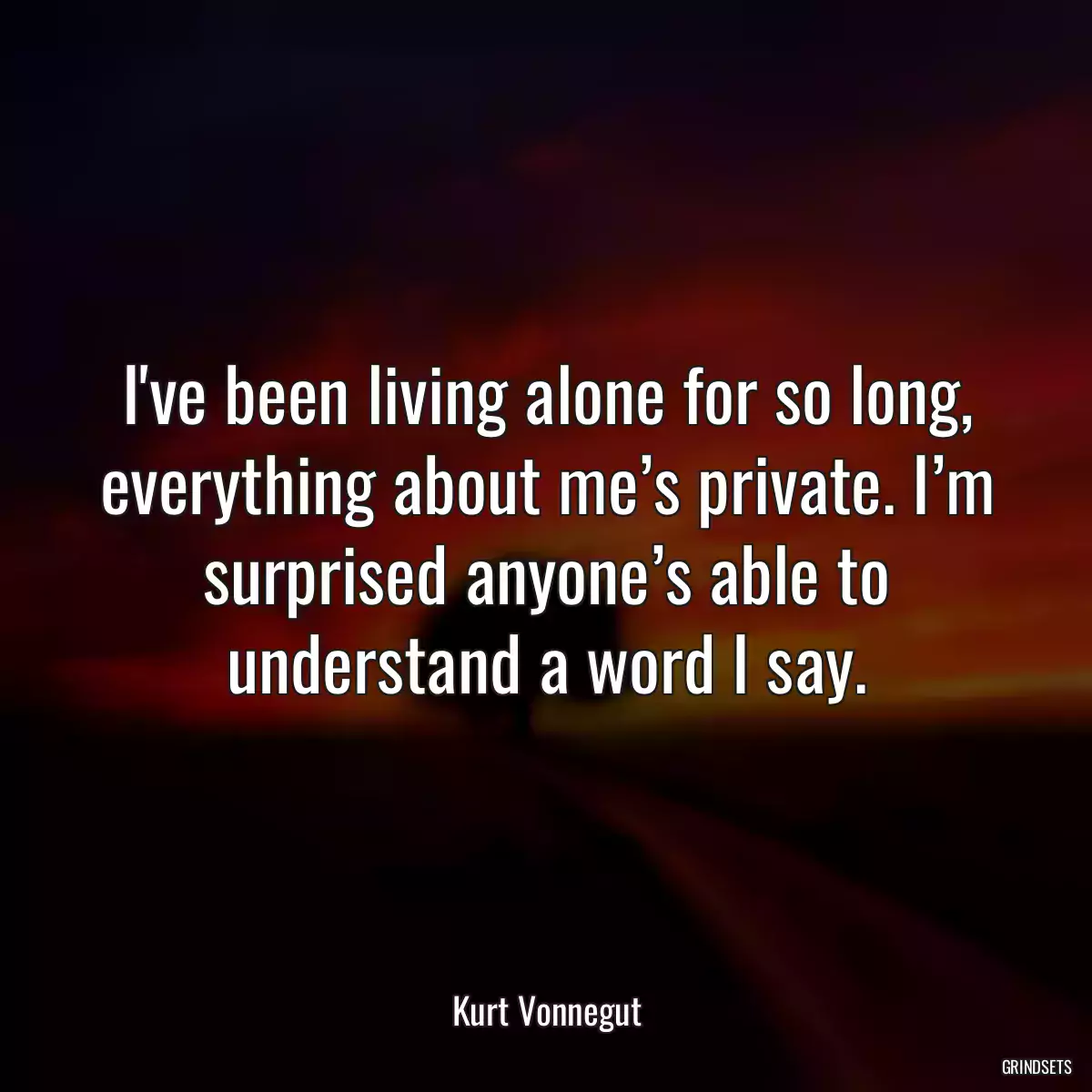 I\'ve been living alone for so long, everything about me’s private. I’m surprised anyone’s able to understand a word I say.