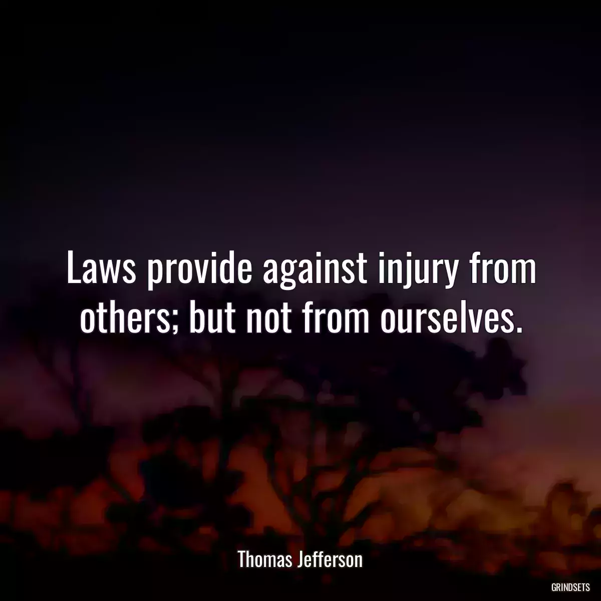 Laws provide against injury from others; but not from ourselves.