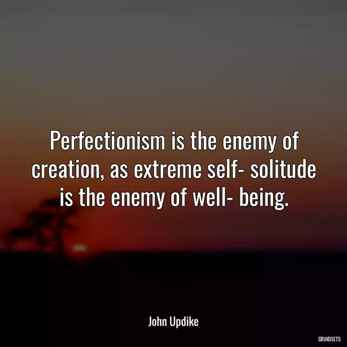 Perfectionism is the enemy of creation, as extreme self- solitude is the enemy of well- being.