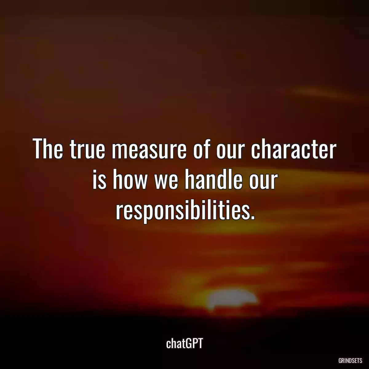 The true measure of our character is how we handle our responsibilities.