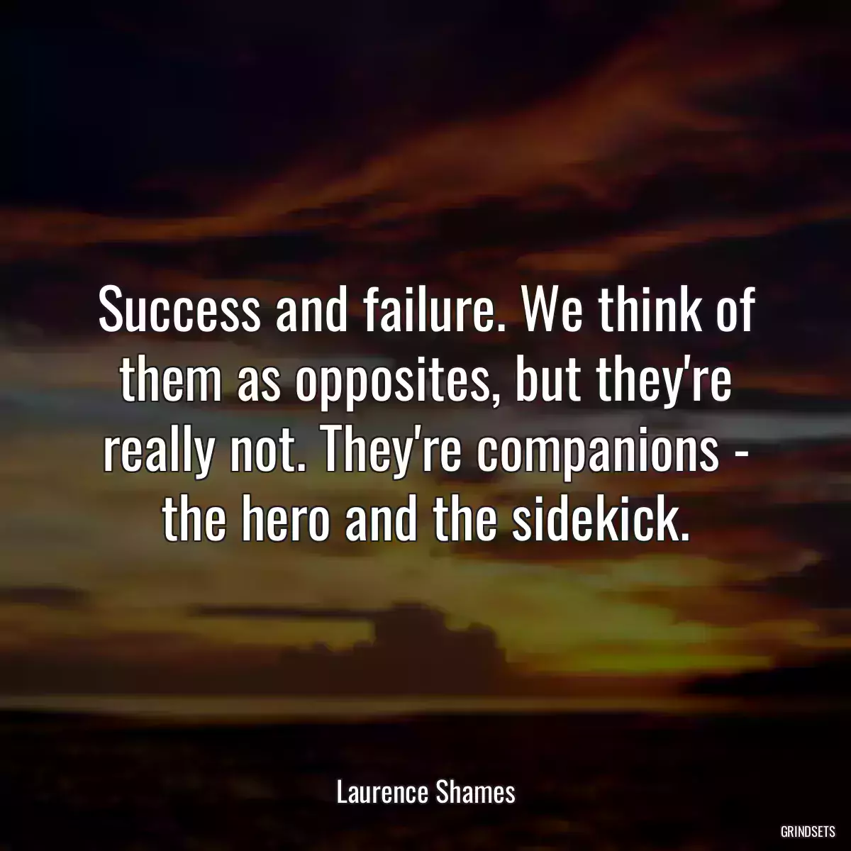 Success and failure. We think of them as opposites, but they\'re really not. They\'re companions - the hero and the sidekick.