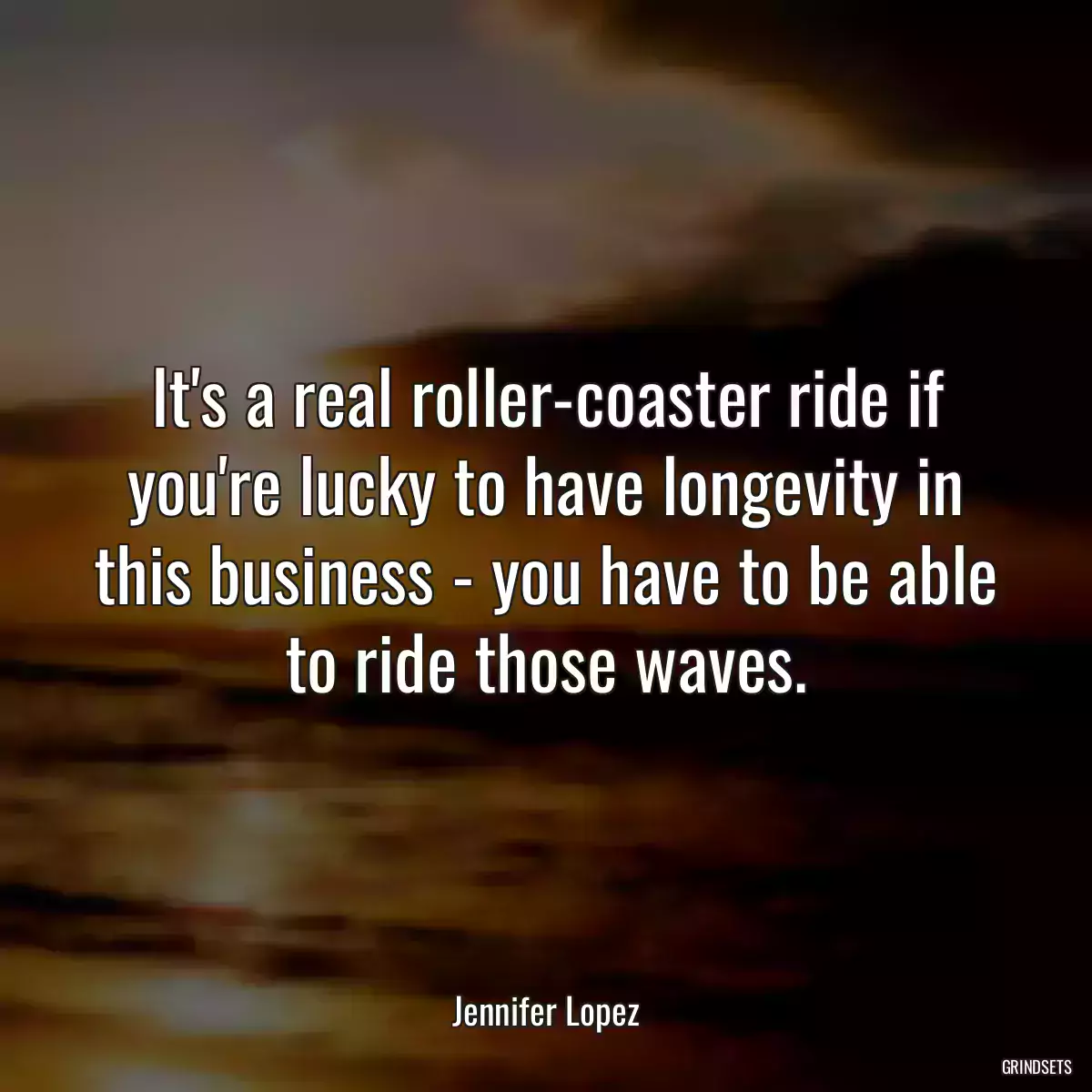 It\'s a real roller-coaster ride if you\'re lucky to have longevity in this business - you have to be able to ride those waves.