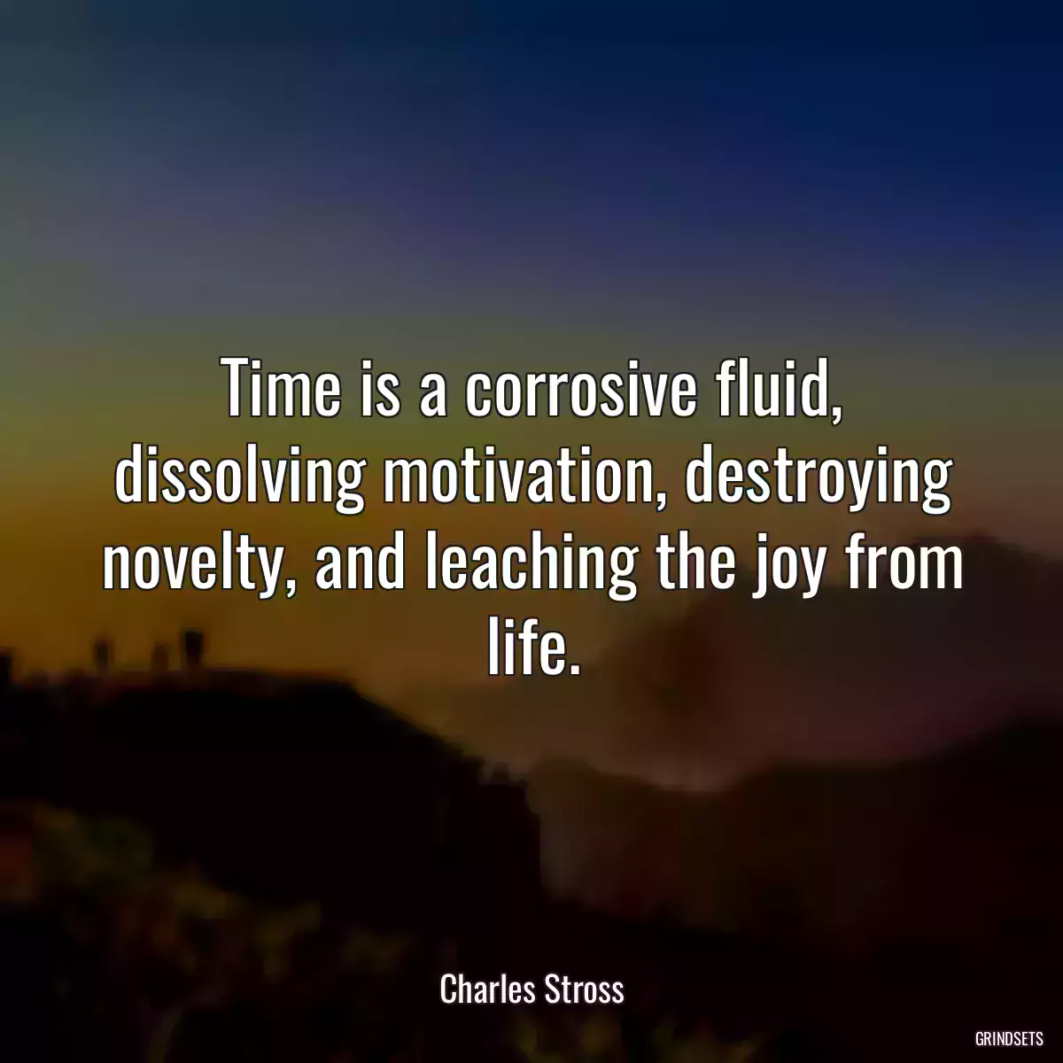 Time is a corrosive fluid, dissolving motivation, destroying novelty, and leaching the joy from life.