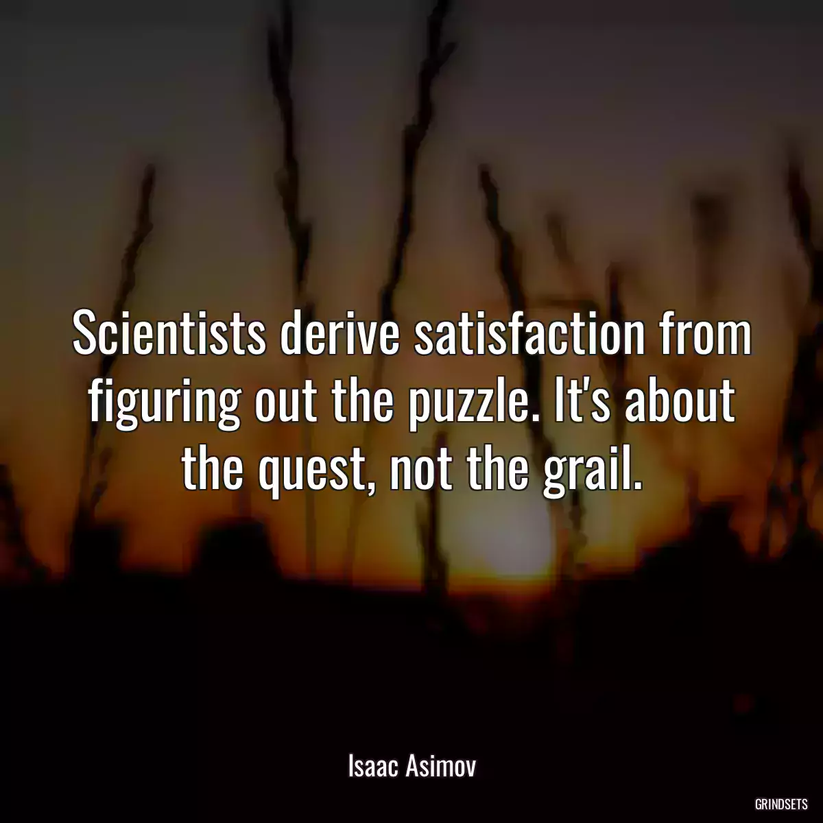 Scientists derive satisfaction from figuring out the puzzle. It\'s about the quest, not the grail.