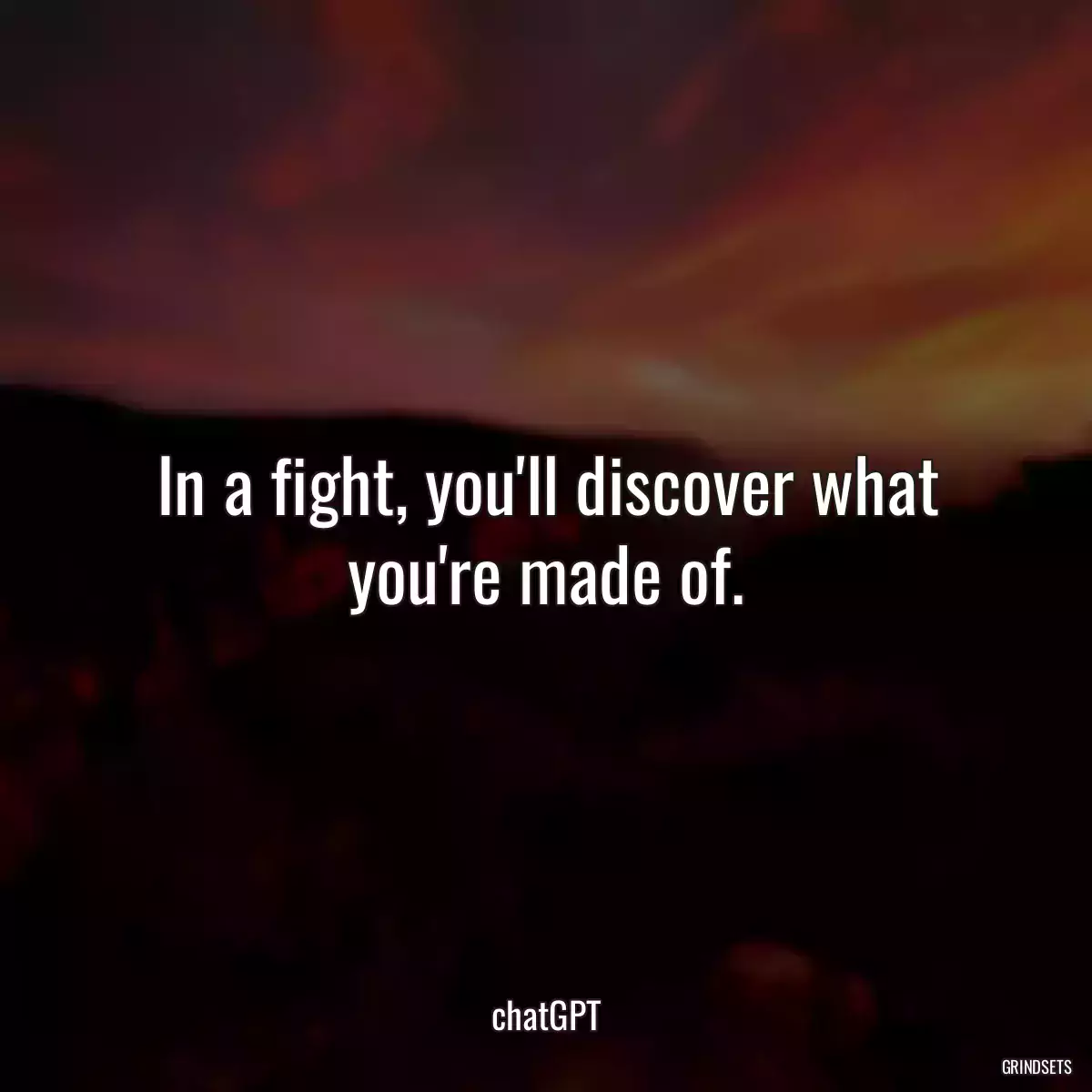 In a fight, you\'ll discover what you\'re made of.