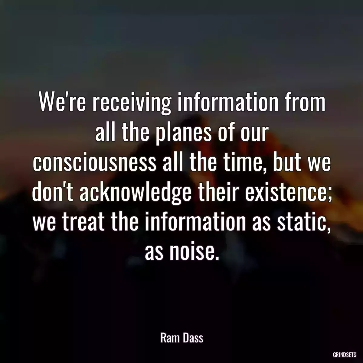We\'re receiving information from all the planes of our consciousness all the time, but we don\'t acknowledge their existence; we treat the information as static, as noise.