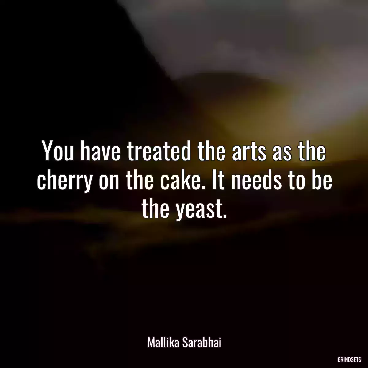 You have treated the arts as the cherry on the cake. It needs to be the yeast.