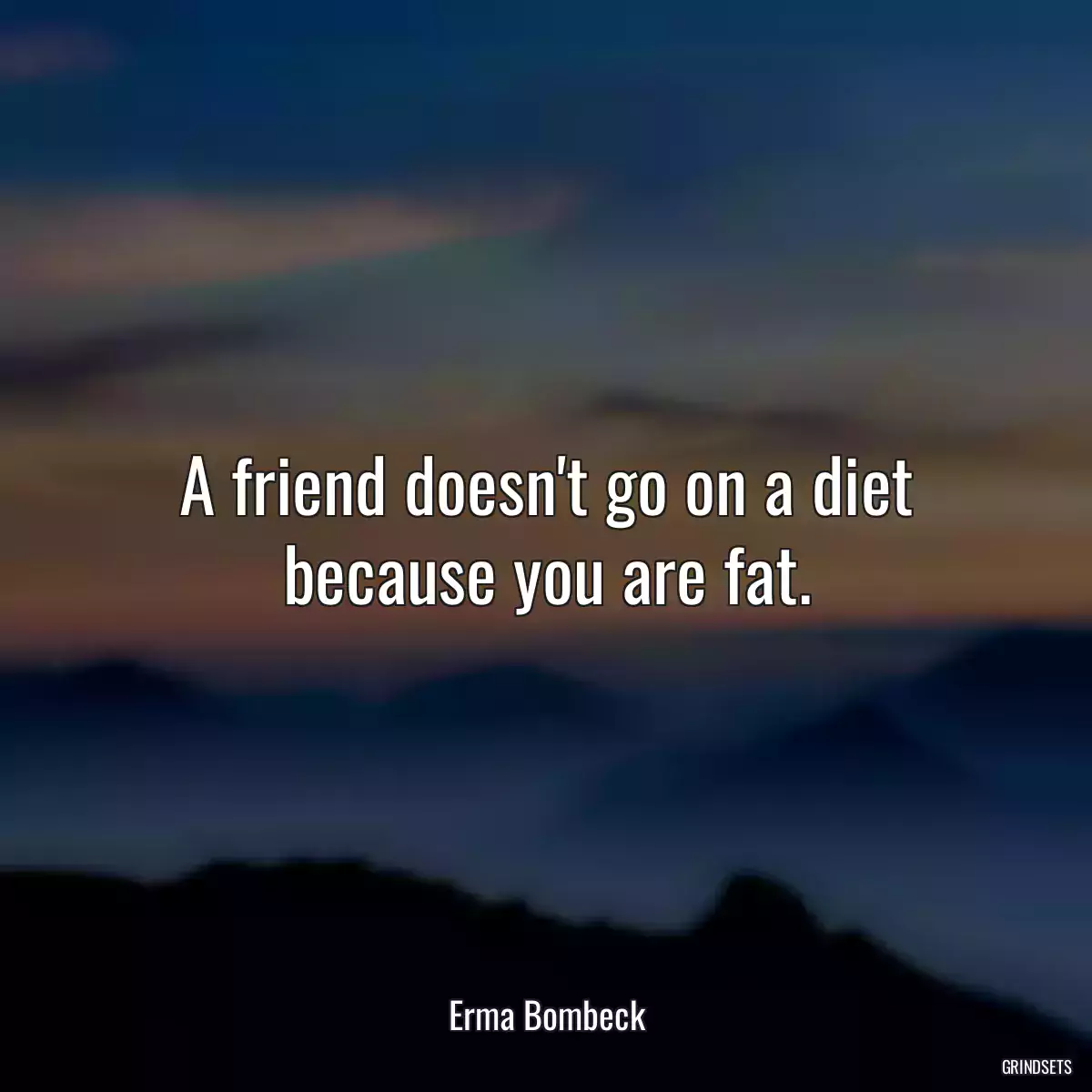 A friend doesn\'t go on a diet because you are fat.