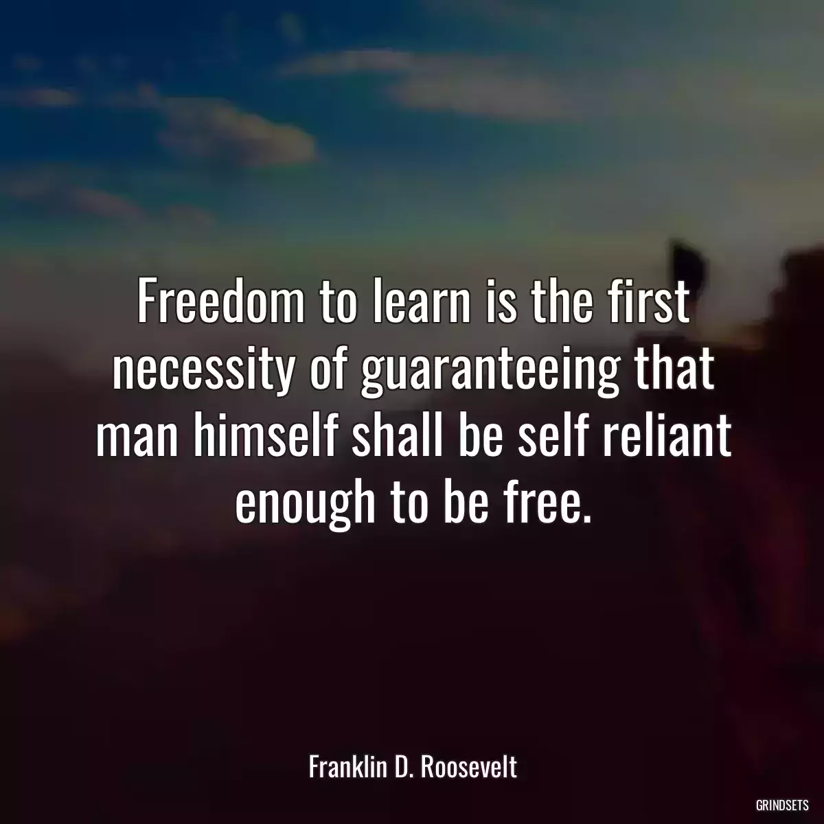 Freedom to learn is the first necessity of guaranteeing that man himself shall be self reliant enough to be free.