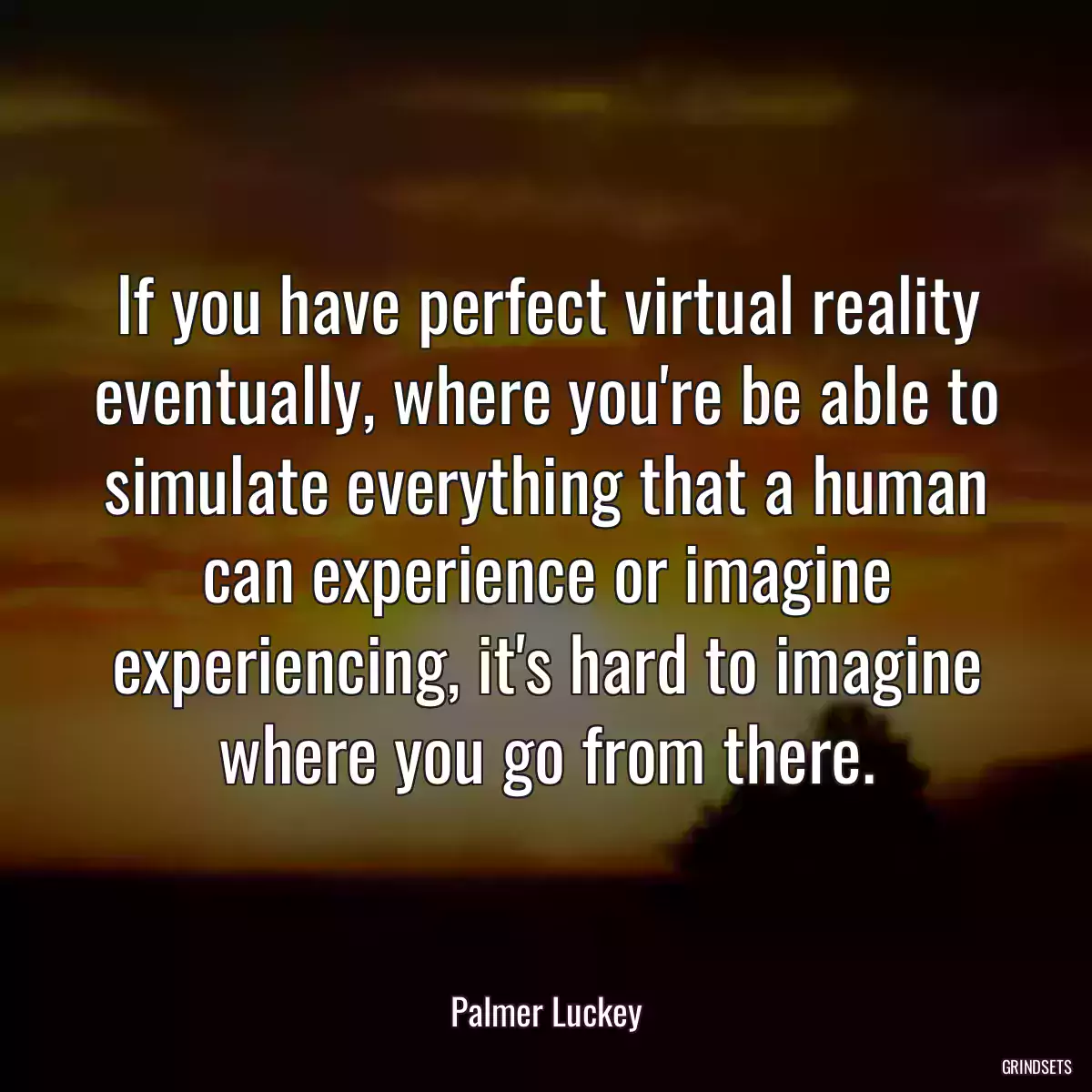 If you have perfect virtual reality eventually, where you\'re be able to simulate everything that a human can experience or imagine experiencing, it\'s hard to imagine where you go from there.