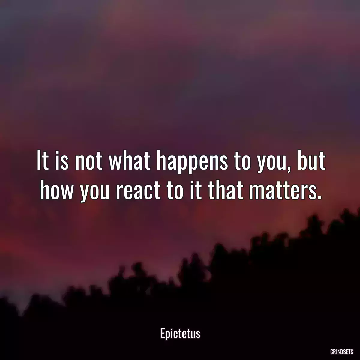 It is not what happens to you, but how you react to it that matters.