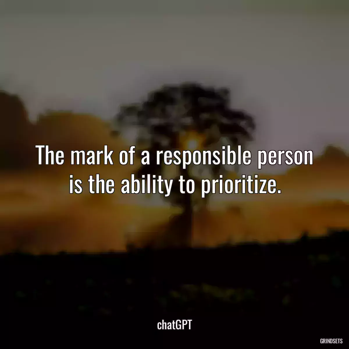 The mark of a responsible person is the ability to prioritize.