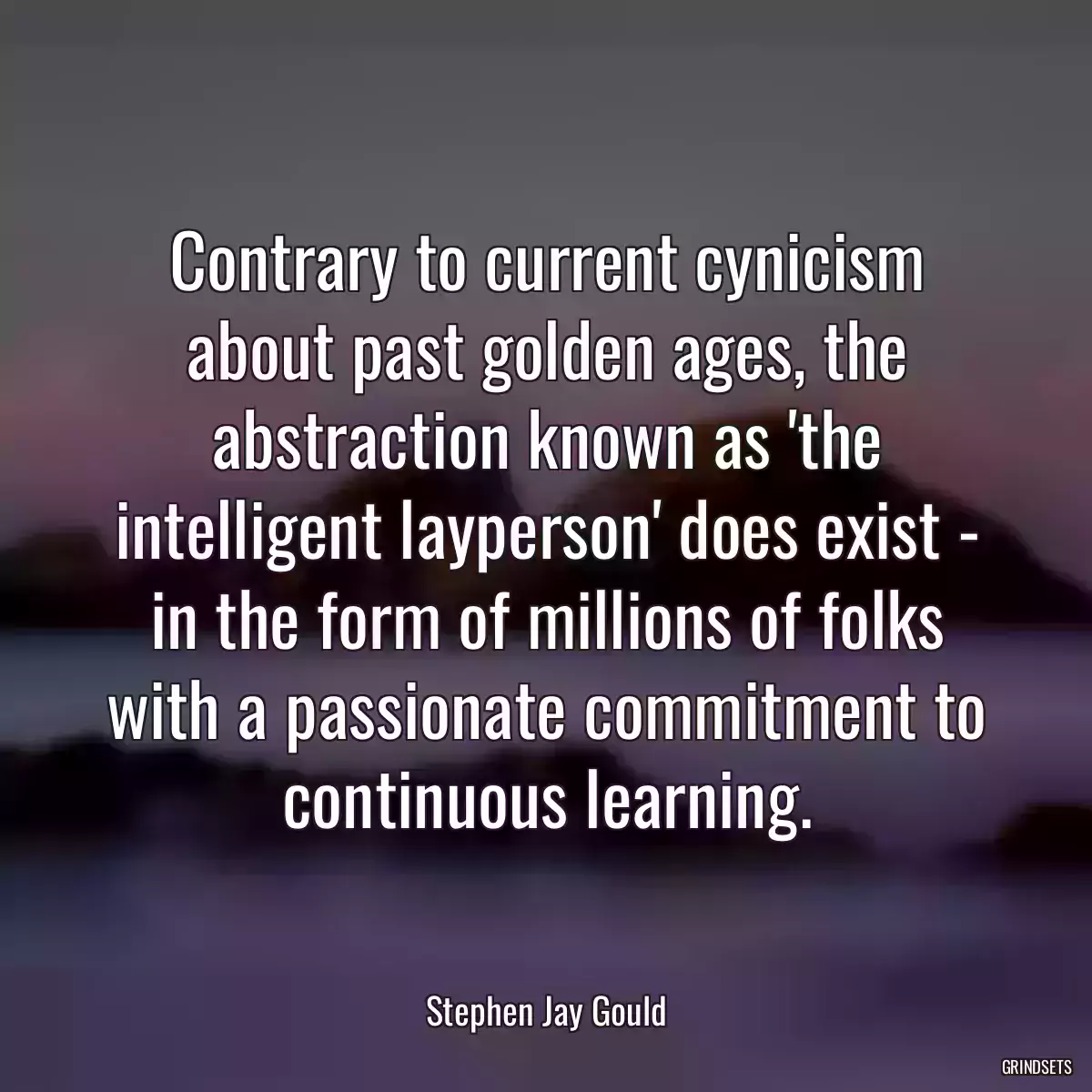 Contrary to current cynicism about past golden ages, the abstraction known as \'the intelligent layperson\' does exist - in the form of millions of folks with a passionate commitment to continuous learning.