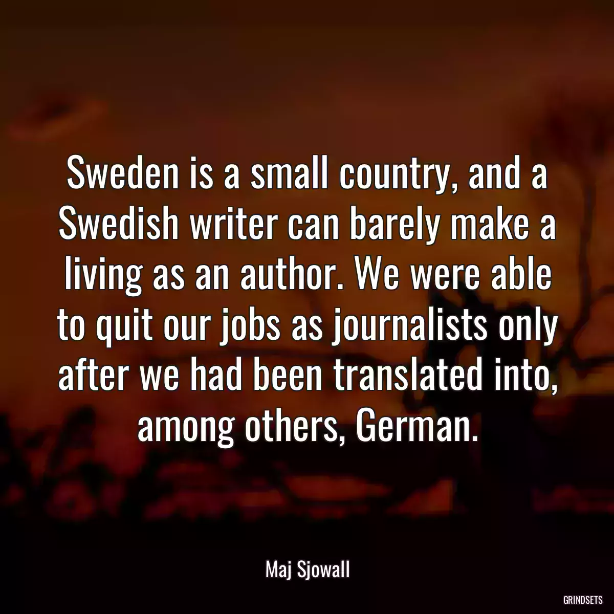 Sweden is a small country, and a Swedish writer can barely make a living as an author. We were able to quit our jobs as journalists only after we had been translated into, among others, German.